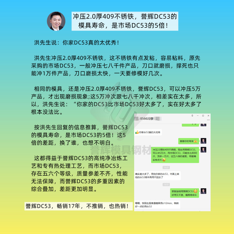 沖壓2.0厚409不銹鐵，譽輝DC53的模具壽命，是市場DC53的5倍！.jpg